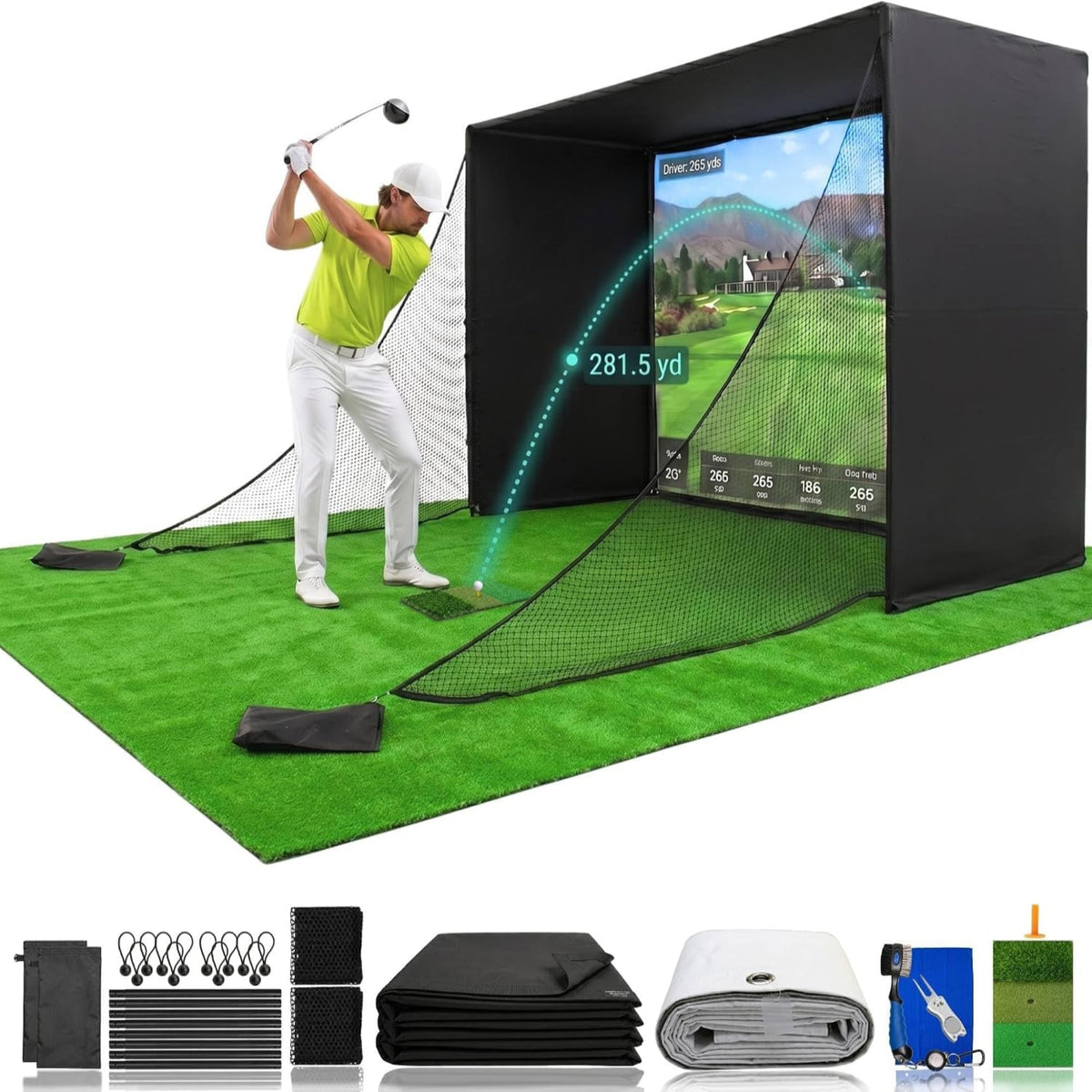 Golf Simulator Enclosure 10.7X8X5Ft & 8.5X8.5X5Ft Golf Simulators for Home — product view 9