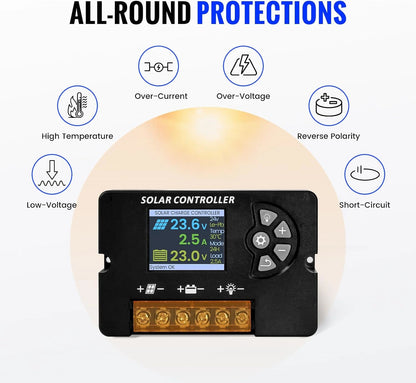 100W Monocrystalline Solar Panel Kit with 20A PWM Controller - 12V/24V High Efficiency Solar Panel for RV, Boat, Cabin, Off-Grid System-2Pack — product view 5