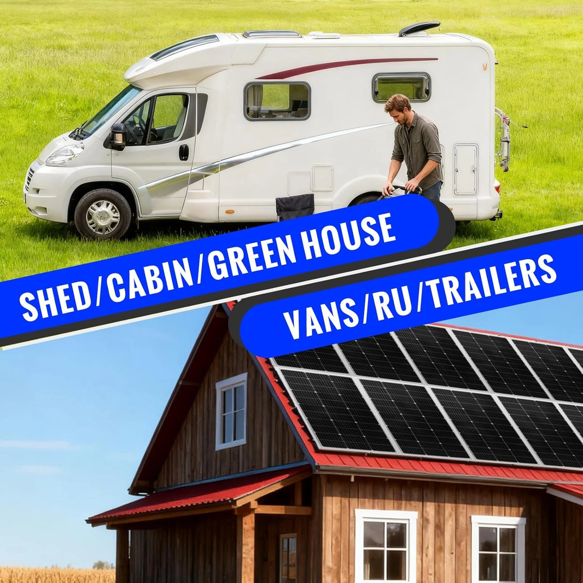 100W Monocrystalline Solar Panel Kit with 20A PWM Controller - 12V/24V High Efficiency Solar Panel for RV, Boat, Cabin, Off-Grid System-2Pack — product view 6