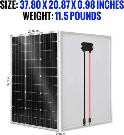 100W Monocrystalline Solar Panel Kit with 20A PWM Controller - 12V/24V High Efficiency Solar Panel for RV, Boat, Cabin, Off-Grid System-2Pack — product view 8