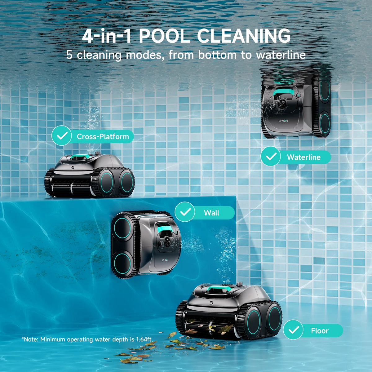 (2026 Upgrade) C1 Cordless Robotic Pool Cleaner — product view 4
