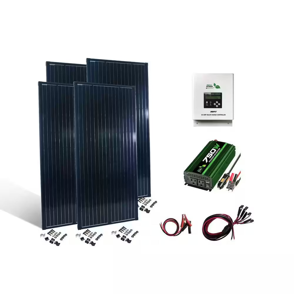 800-Watt Crystalline off Grid 12-Volt High Performance Complete Solar Panel Kit