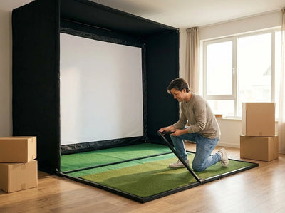 Why shop with us: DIY Golf Simulator Impact Screen Frame Enclosure Kit Set, Use with Simulators, Durable Fabric with Velcro, Reinforced Black Border, 9.8'X9.8'X4.9'