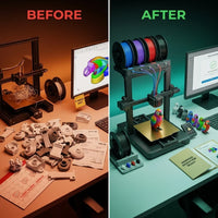 AD5X 3D Printer, Multi-Color Printer & 600Mm/S High Speed, 1Count, 8.7 X 8.7 X 8.7" — Before & After