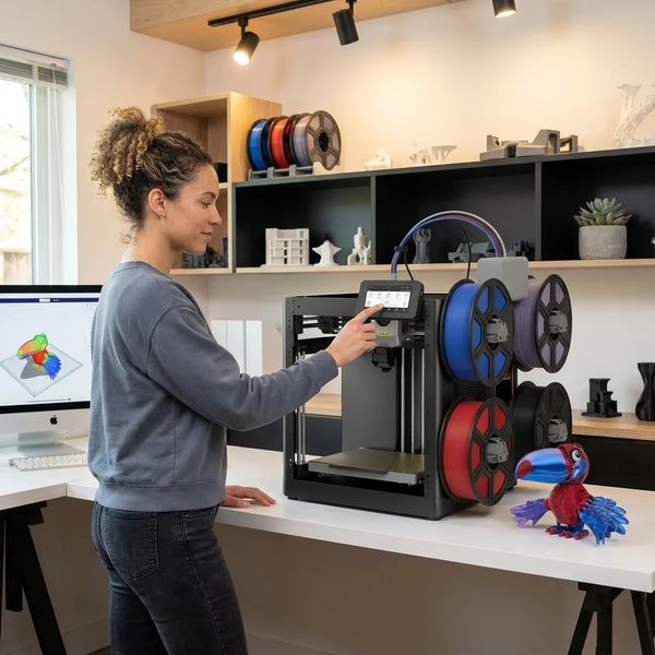Multi-Color 3D Printer Engineered for Speed, 600mm/s Print Speed, Auto-Leveling, 300°C Extruder