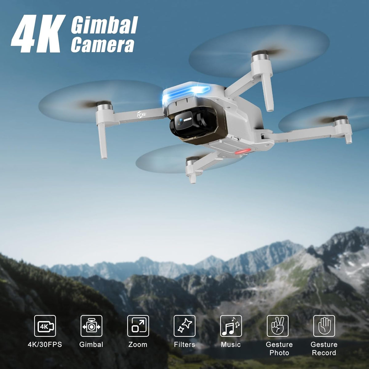 Drones with Camera for Adults 4K, GPS Auto Return, Waypoint Flight, Orbit Fly, GPS Follow, Gesture Control, Foldable Drone with Brushless Motor, 249G Light, 48 Mins Flight Time with 2 Batteries