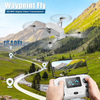 Drones with Camera for Adults 4K, GPS Auto Return, Waypoint Flight, Orbit Fly, GPS Follow, Gesture Control, Foldable Drone with Brushless Motor, 249G Light, 48 Mins Flight Time with 2 Batteries