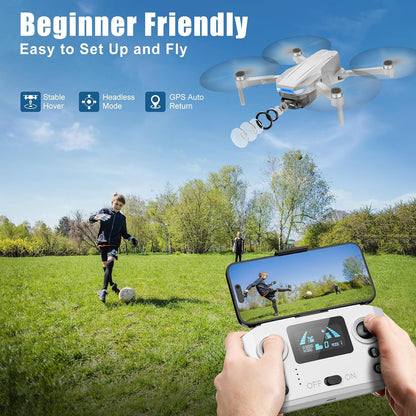 Drones with Camera for Adults 4K, GPS Auto Return, Waypoint Flight, Orbit Fly, GPS Follow, Gesture Control, Foldable Drone with Brushless Motor, 249G Light, 48 Mins Flight Time with 2 Batteries