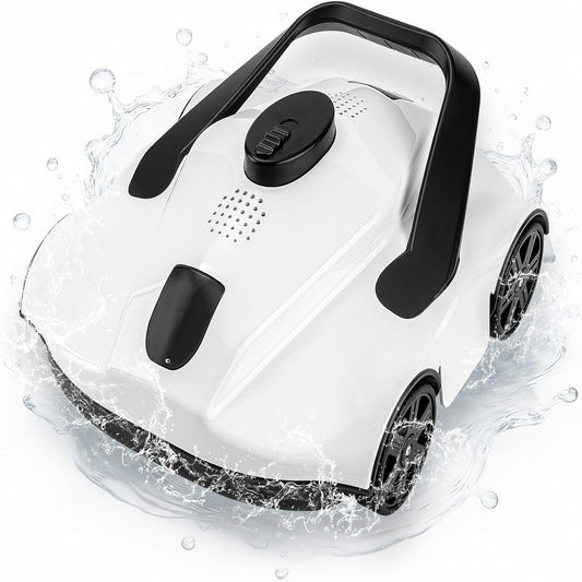 Cordless Robotic Pool Vacuum Cleaner with 130-Min Runtime, Self-Parking Technology for Above-Ground Pools up to 860 Sq.Ft, Efficient Filtration & Portable Design