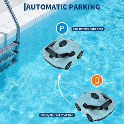 Cordless Robotic Pool Vacuum Cleaner with 130-Min Runtime, Self-Parking Technology for Above-Ground Pools up to 860 Sq.Ft, Efficient Filtration & Portable Design — product view 4