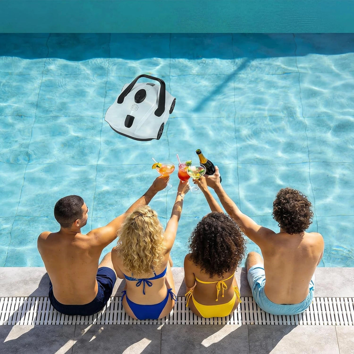 Cordless Robotic Pool Vacuum Cleaner with 130-Min Runtime, Self-Parking Technology for Above-Ground Pools up to 860 Sq.Ft, Efficient Filtration & Portable Design — product view 7