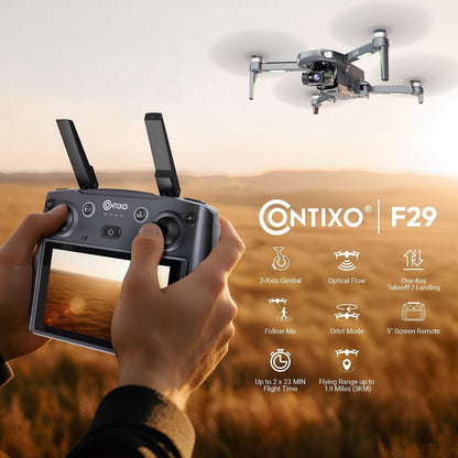 F29 Altura MAX 4K Aerial Drones for Adults with Camera, 3-Axis Gimbal Cinematic Drones for Adults with Remote & Case, Black