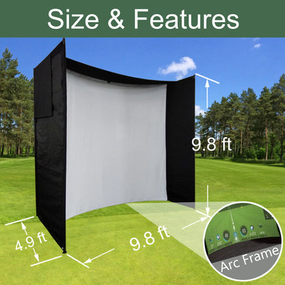 DIY Golf Simulator Impact Screen Frame Enclosure Kit Set, Use with Simulators, Durable Fabric with Velcro, Reinforced Black Border, 9.8'X9.8'X4.9' — product view 3
