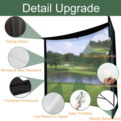 DIY Golf Simulator Impact Screen Frame Enclosure Kit Set, Use with Simulators, Durable Fabric with Velcro, Reinforced Black Border, 9.8'X9.8'X4.9' — product view 4