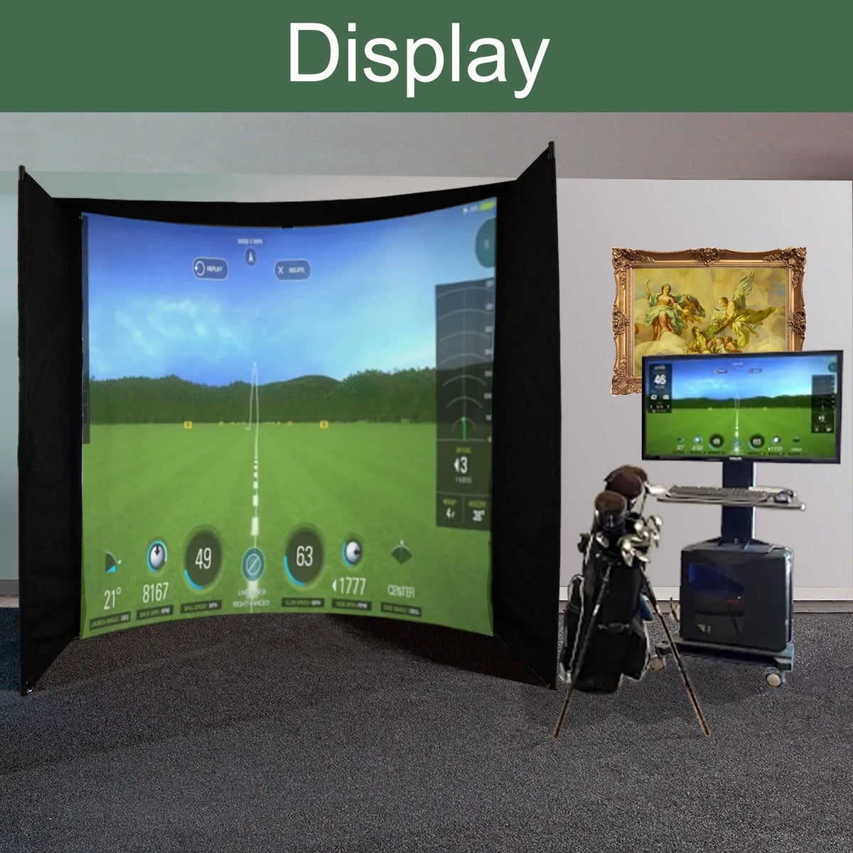 DIY Golf Simulator Impact Screen Frame Enclosure Kit Set, Use with Simulators, Durable Fabric with Velcro, Reinforced Black Border, 9.8'X9.8'X4.9' — product view 5