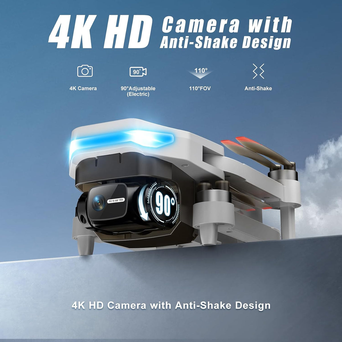 Drones with Camera for Adults 4K, GPS Auto Return, Waypoint Flight, Orbit Fly, GPS Follow, Gesture Control, Foldable Drone with Brushless Motor, 249G Light, 48 Mins Flight Time with 2 Batteries