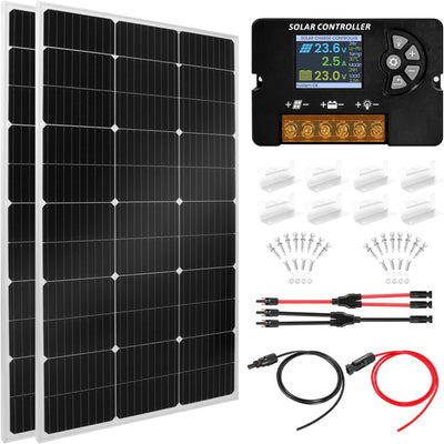 100W Monocrystalline Solar Panel Kit with 20A PWM Controller