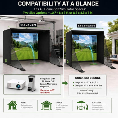 Golf Simulator Enclosure 10.7X8X5Ft & 8.5X8.5X5Ft Golf Simulators for Home — product view 3