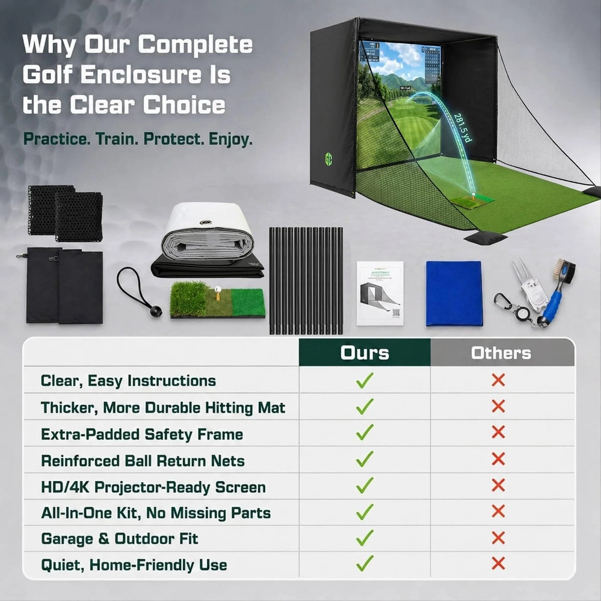 Golf Simulator Enclosure 10.7X8X5Ft & 8.5X8.5X5Ft Golf Simulators for Home — product view 6