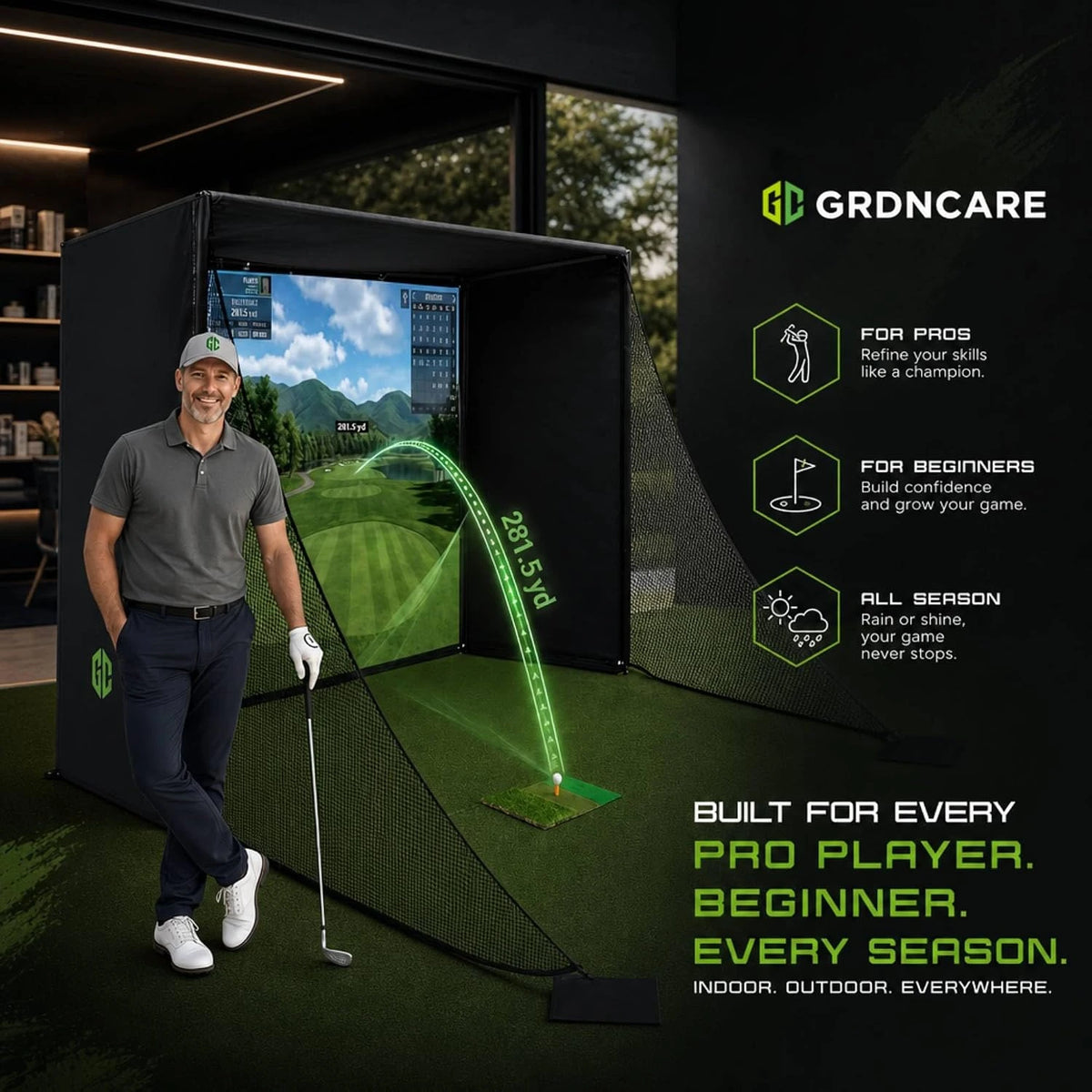 Golf Simulator Enclosure 10.7X8X5Ft & 8.5X8.5X5Ft Golf Simulators for Home — product view 8