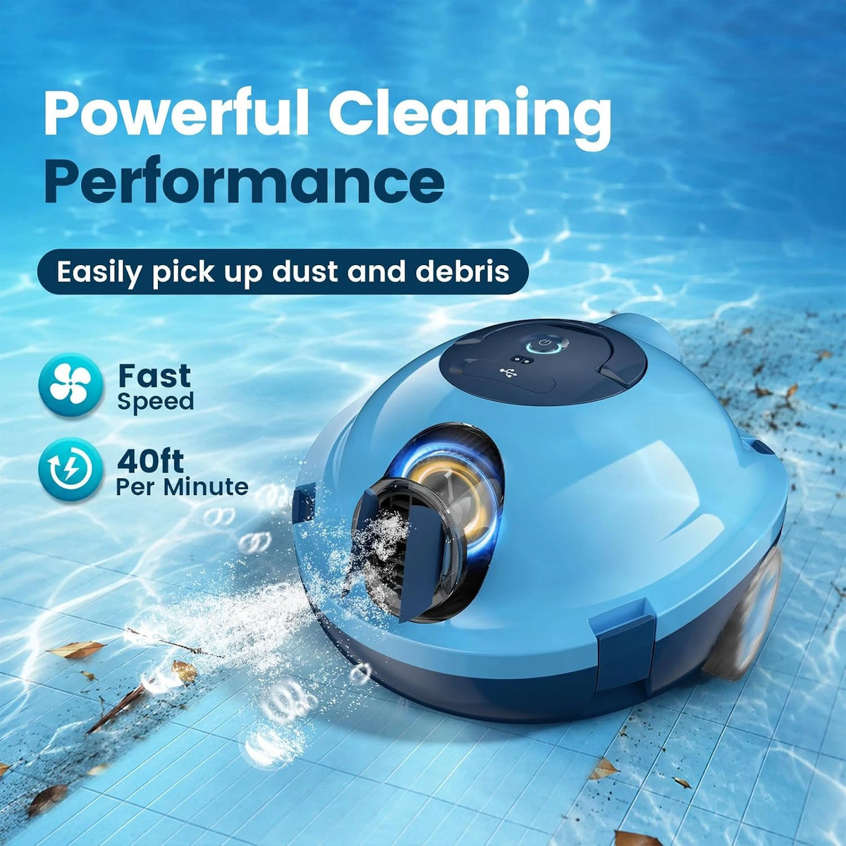 Y10 Robotic Pool Cleaner,Cordless Pool Vacuum with 90 Mins Runtime — product view 2