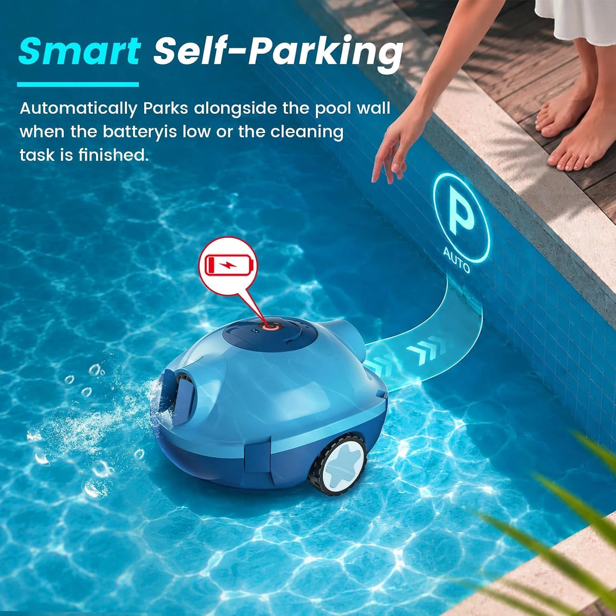 Y10 Robotic Pool Cleaner,Cordless Pool Vacuum with 90 Mins Runtime — product view 4