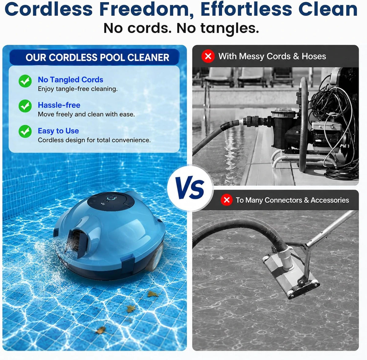 Y10 Robotic Pool Cleaner,Cordless Pool Vacuum with 90 Mins Runtime — product view 6